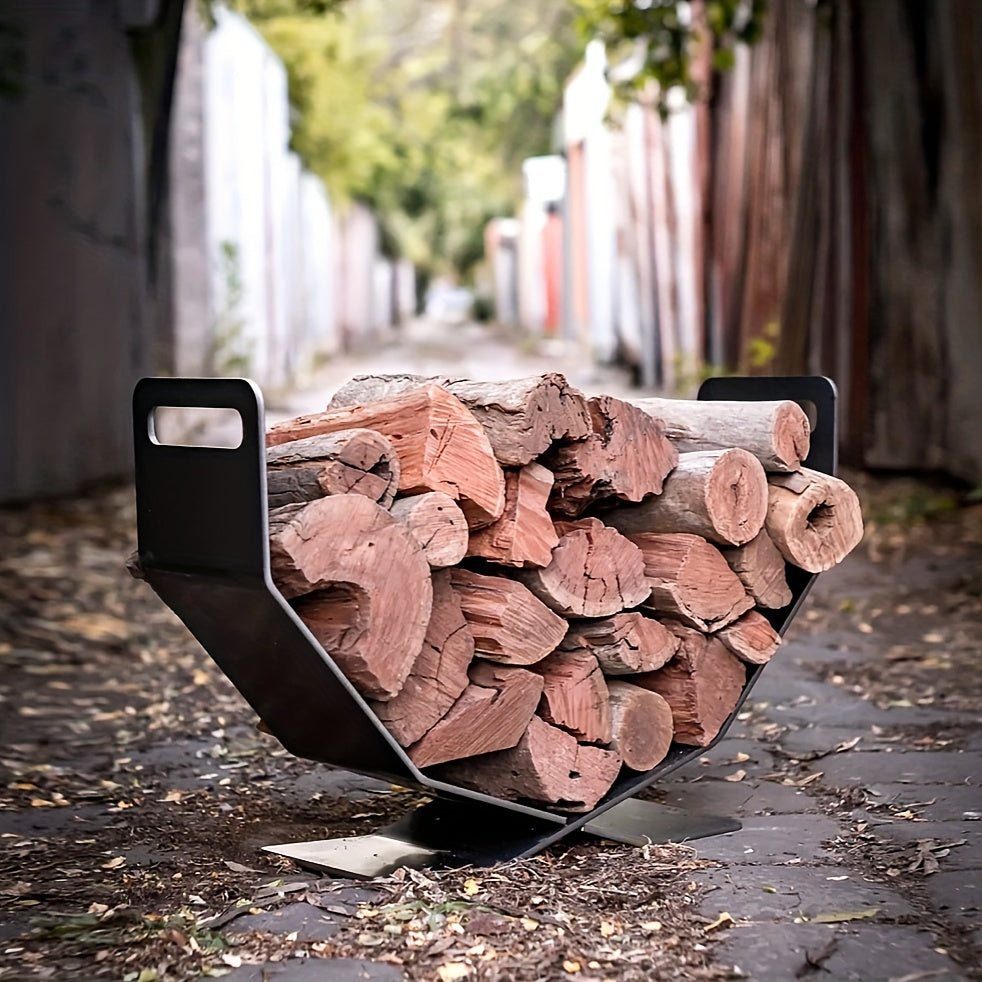 Decorative Heavy Duty Firewood Rack Log Storage Holder Indoor Outdoor