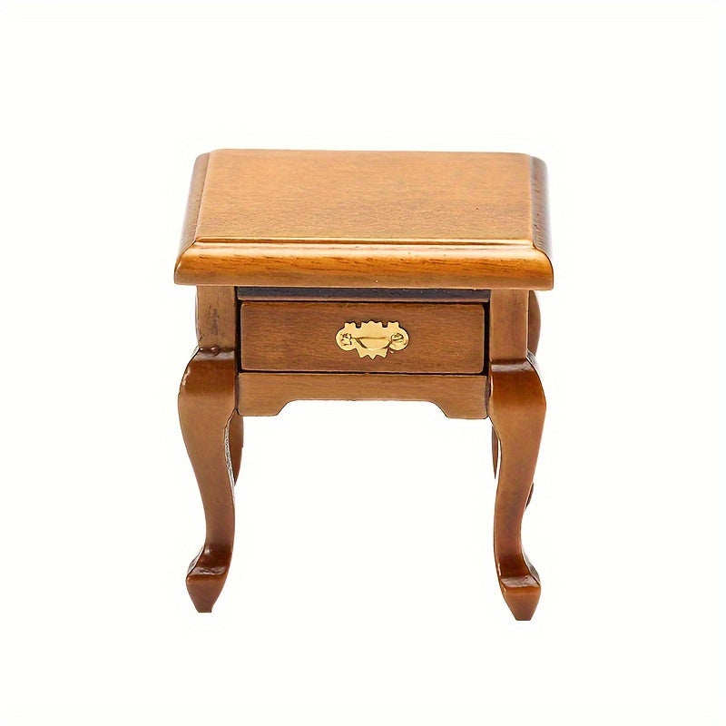 1pc Doll House Mini Furniture Wooden Bedside Cabinet DIY Decoration Model