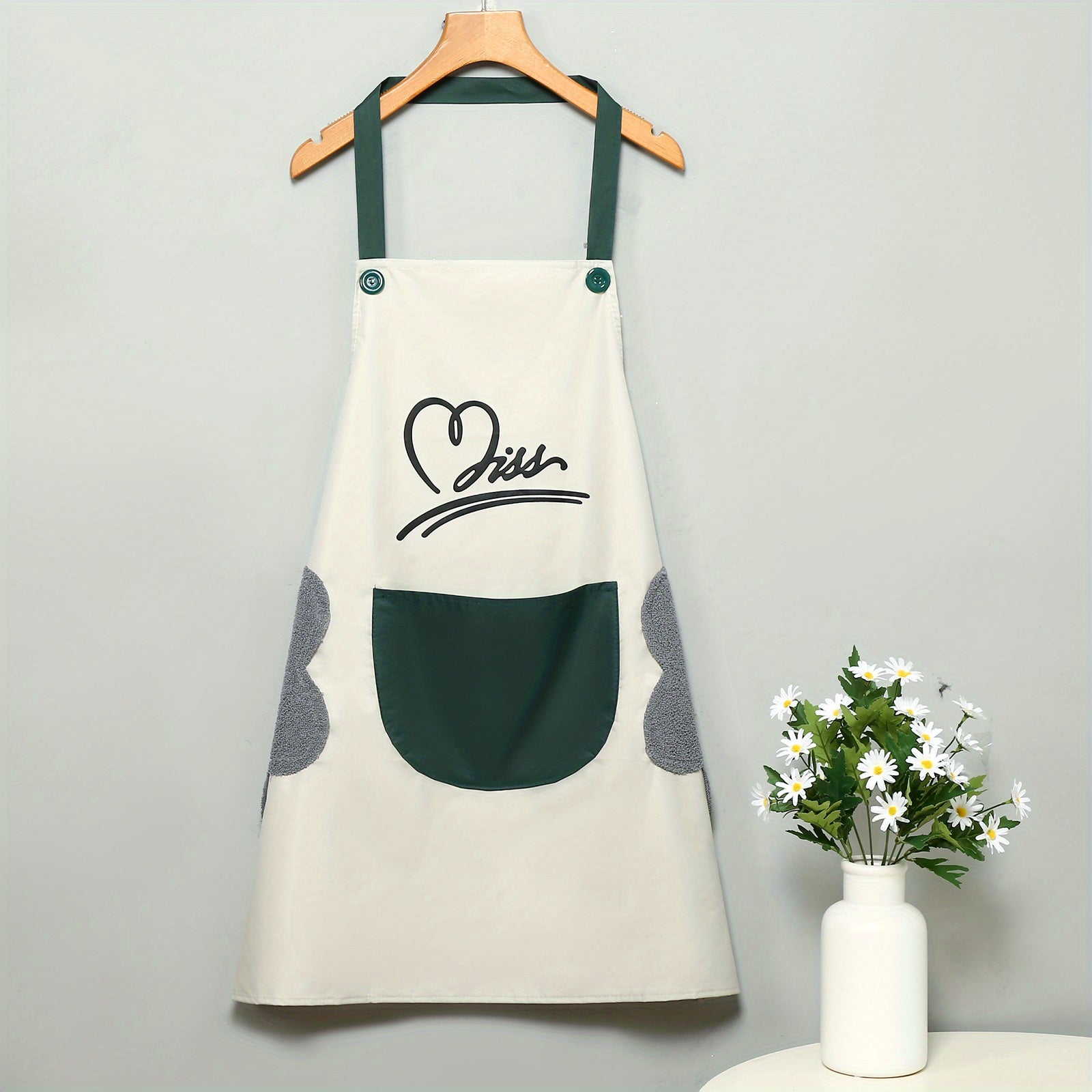 Waterproof Kitchen Apron 27.5 x 26.7inch Erasable Hand Apron