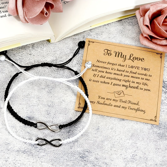 Infinity Symbol Couple Bracelet Set with Nylon Rope