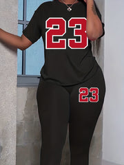 Short Sleeve Casual T Shirt & Pants Women's 2-Piece Set