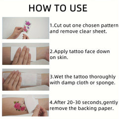 Temporary Tattoo Rose and Letter Waterproof Body Art