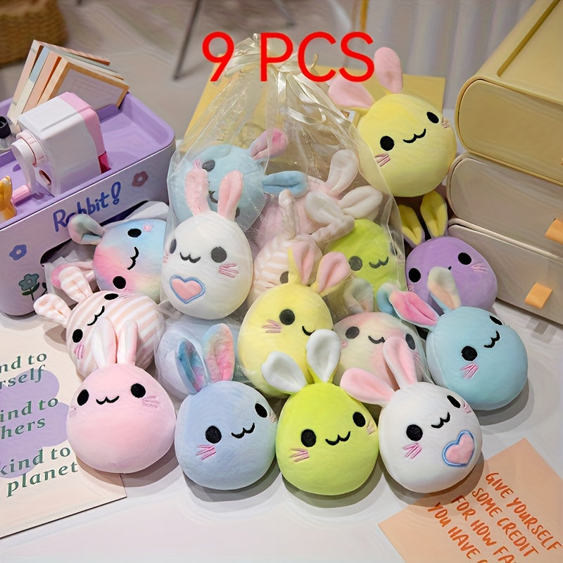 9pcs Soft Plush Rabbit Dolls Long Eared Playful Designs