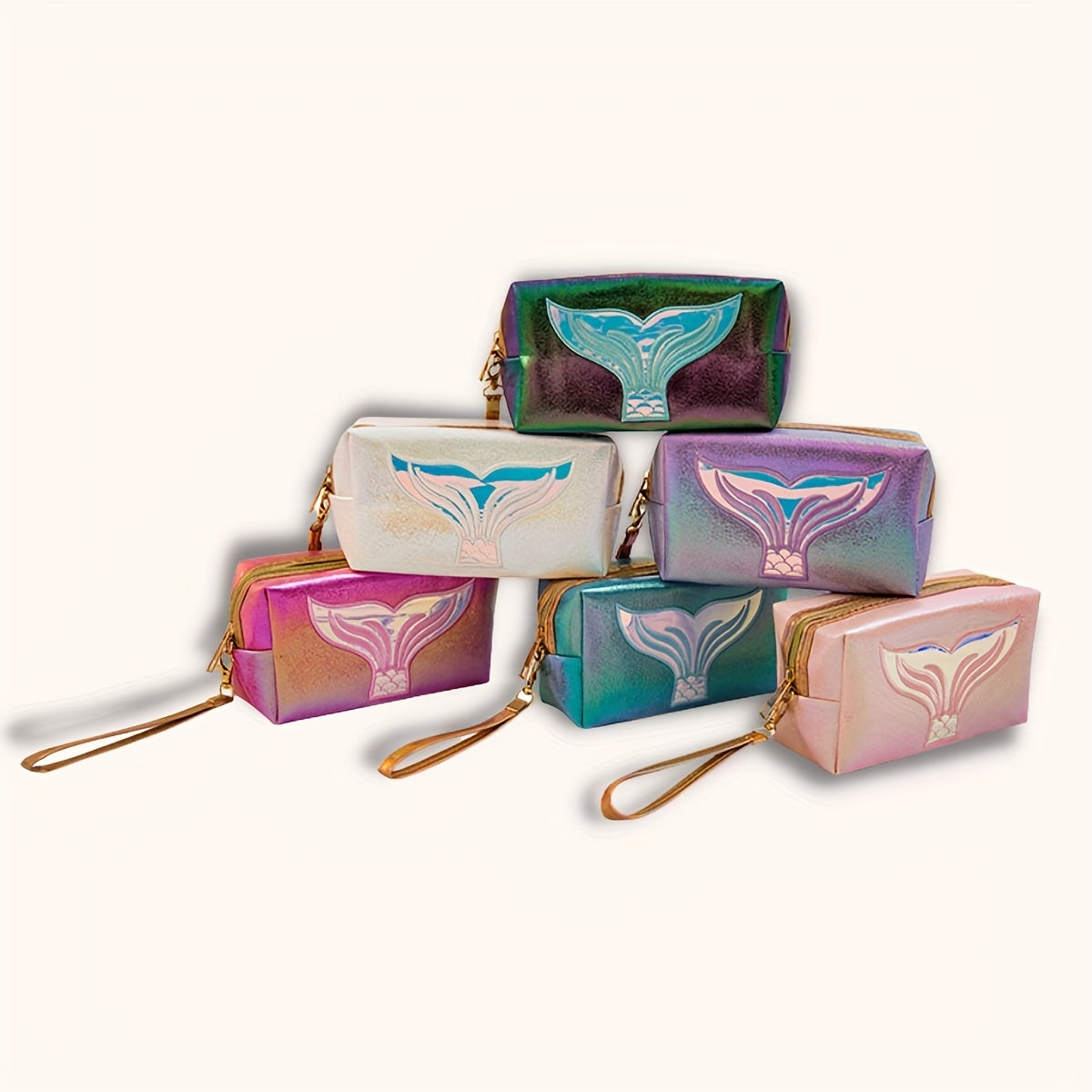 Mermaid Tail Makeup Bag Laser Travel Cosmetic Bag Organizer With Wrist Strap