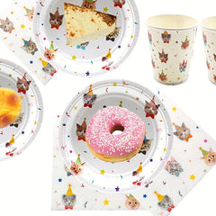 41pcs Cat Birthday Party Supplies Cat Party Decorations&Tableware Set