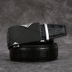 Men's Crocodile Pattern Automatic Buckle PU Leather Belt