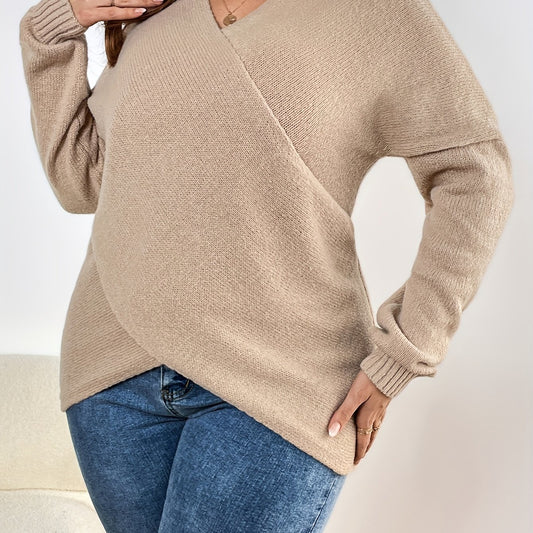  Solid Long Sleeve Casual Sweater