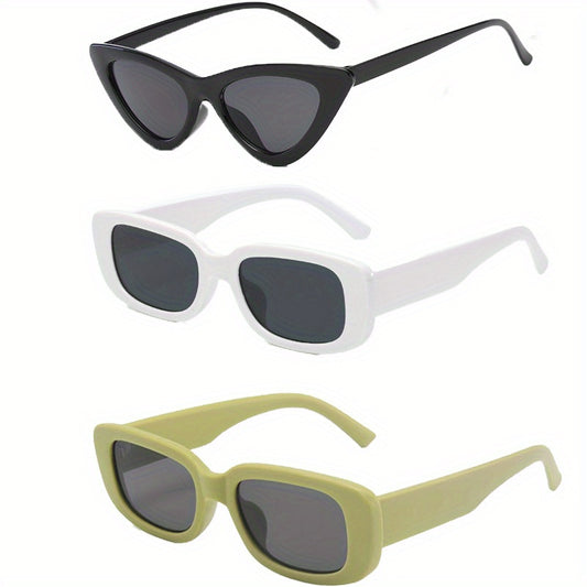 3pcs Rectangular Sunglasses Set Street Photography Travel Party Sunglasses