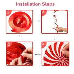 52pcs Christmas Peppermint Candy Hanging Decorations Xmas Party Ceiling Swirls