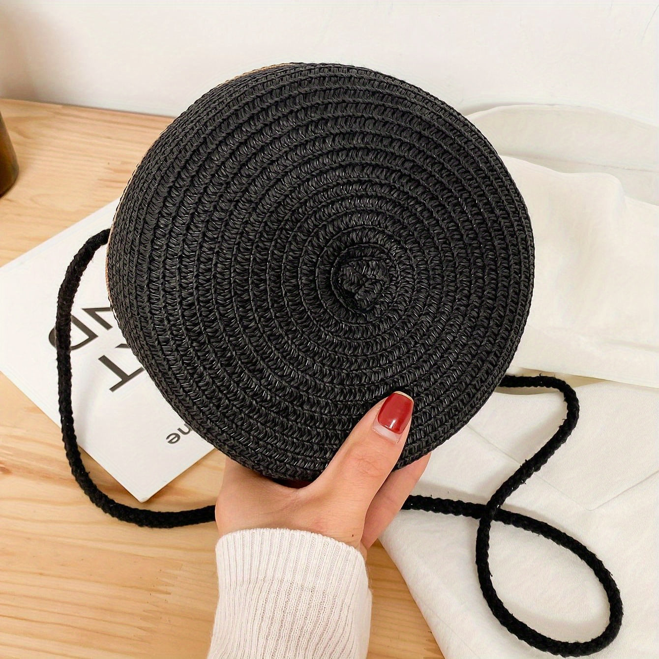 Woven Round Crossbody Bag Beach Handbag for Women