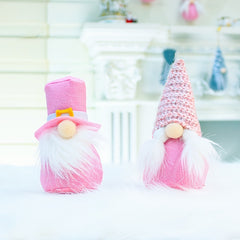 4pcs Pink Christmas Pendant Faceless Dolls Knitted Wool Forest Man Figure