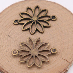 50pcs DIY Alloy Hollow Flower Pendants Retro Accessories Double Hanging