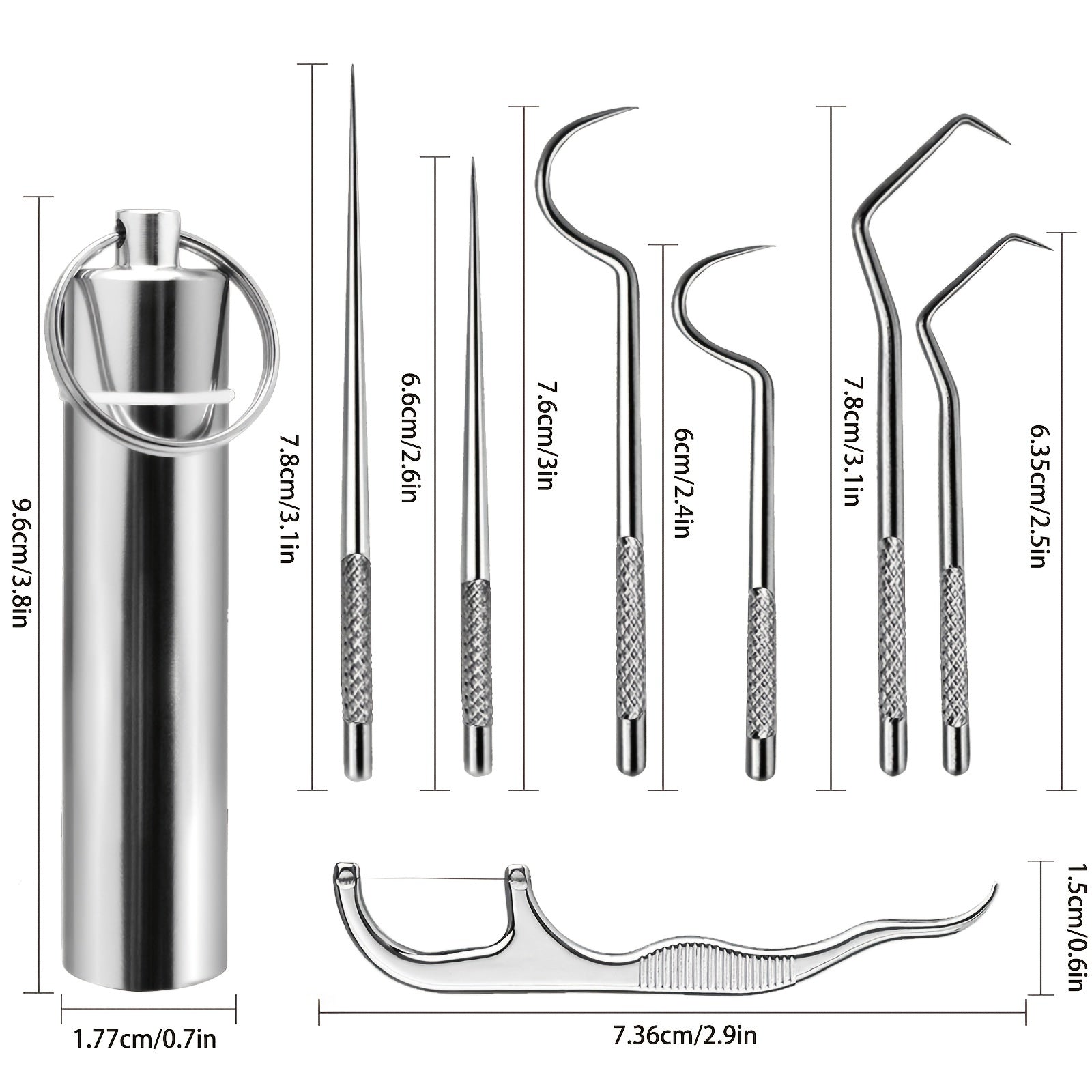 Portable Stainless Steel Toothpick Set with Stand & Bag