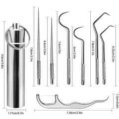 Portable Stainless Steel Toothpick Set with Stand & Bag