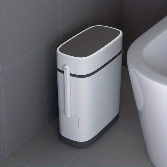 1pc Narrow Seam Trash Can with Lid