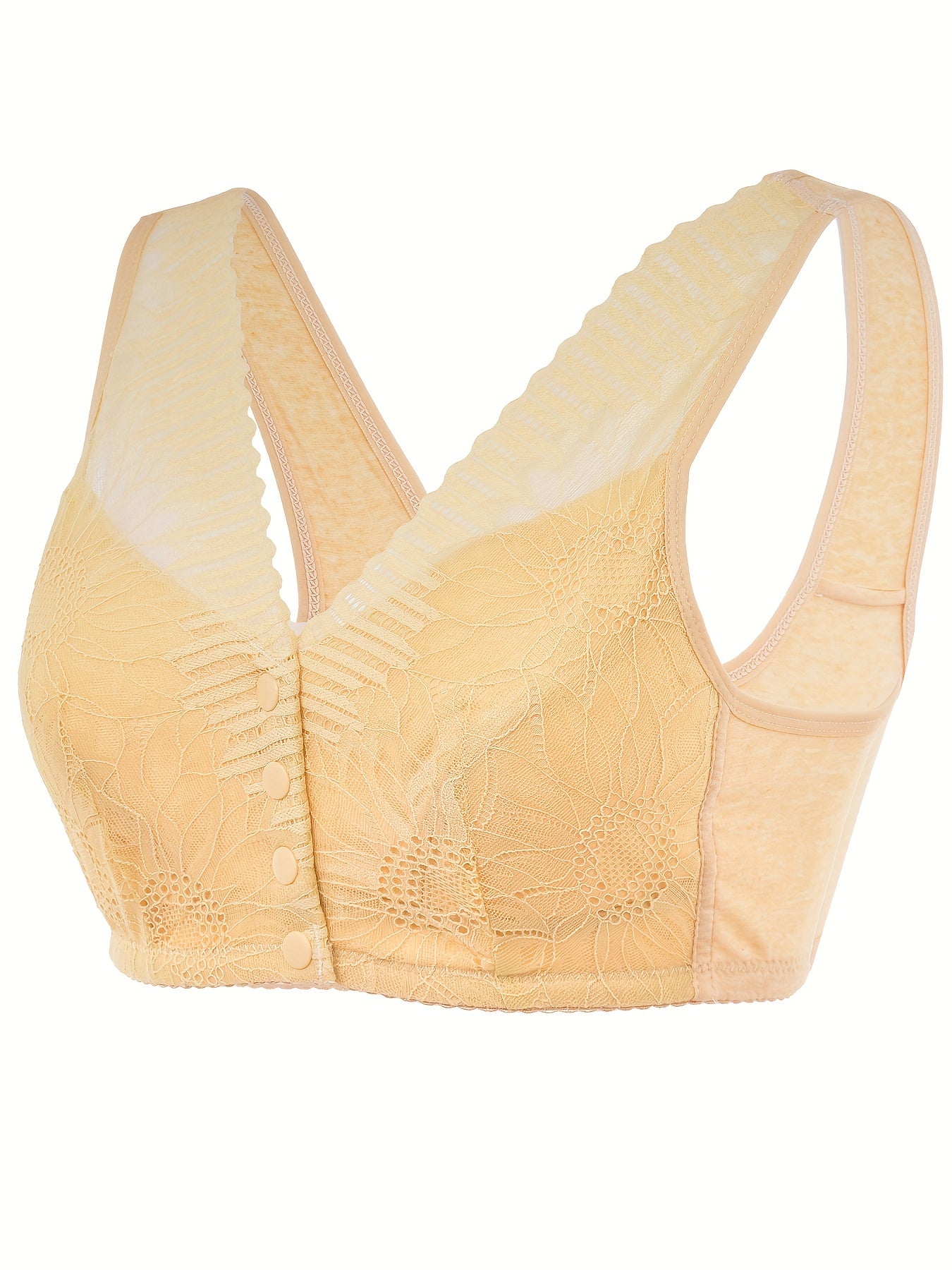 Floral Lace Wireless Bras Button Front Intimates