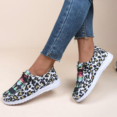 Leopard Print Canvas Lace-up Sports Shoes for Women
