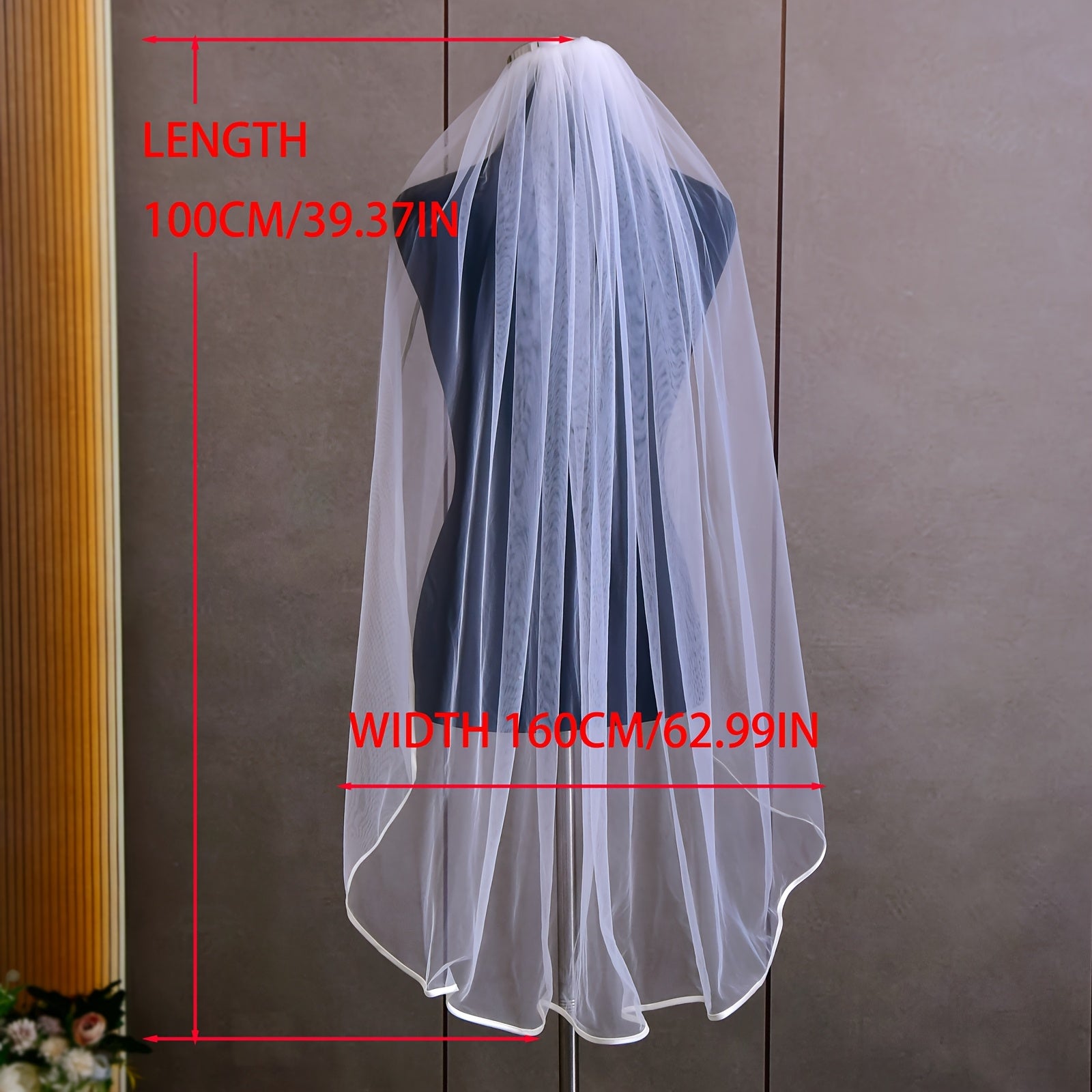 Satin Edged Fingertip Bridal Veil Soft Sheer Fabric Hair Comb