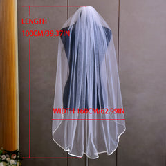 Satin Edged Fingertip Bridal Veil Soft Sheer Fabric Hair Comb