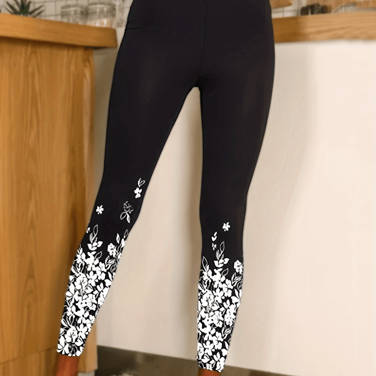 Floral Print Skinny Leggings Casual Women's Clothing