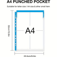 12 Pack A4 Plastic Wallets Punched Pockets Document Files For Office Home School