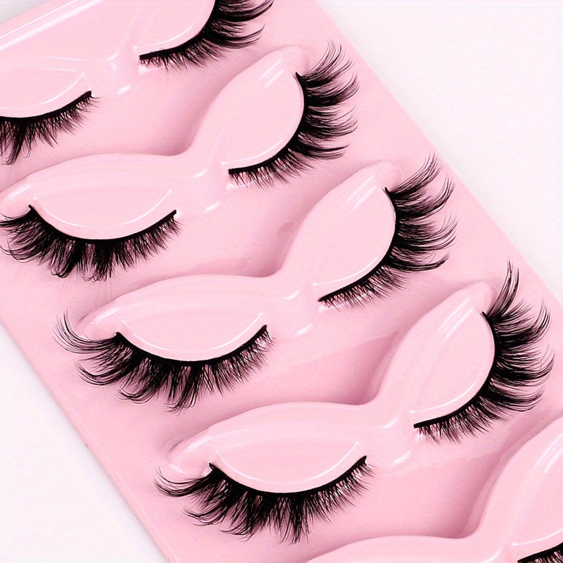 5 Pairs 3D Winged End Cat Eye False Eyelashes