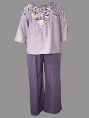 Women's Plus Floral Print Top & Pants 2 Piece Set