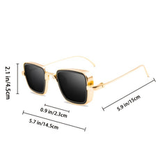 Men's Metal Square Frame Sunglasses for Outdoor Vacation
