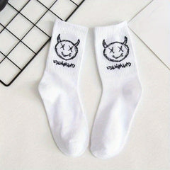 Cartoon Print Socks Comfy & Breathable Women's Stockings