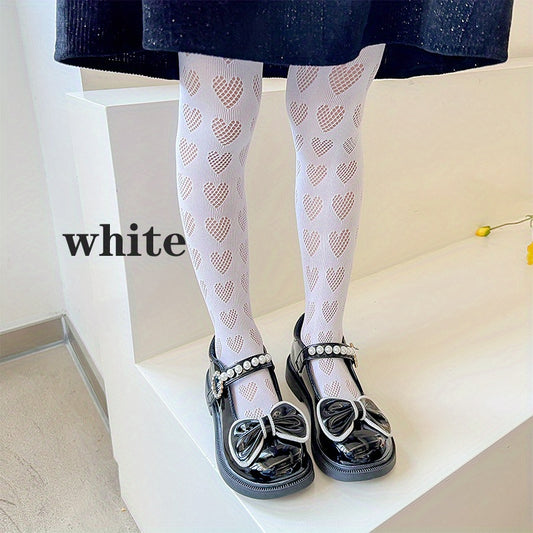 Girls Kids Thin Hollowed out Tights Heart Breathable Pantyhose