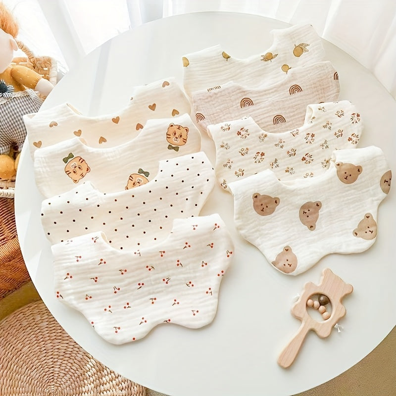 6-Layer Petal Print Baby Feeding Bibs Soft Burp Cloth