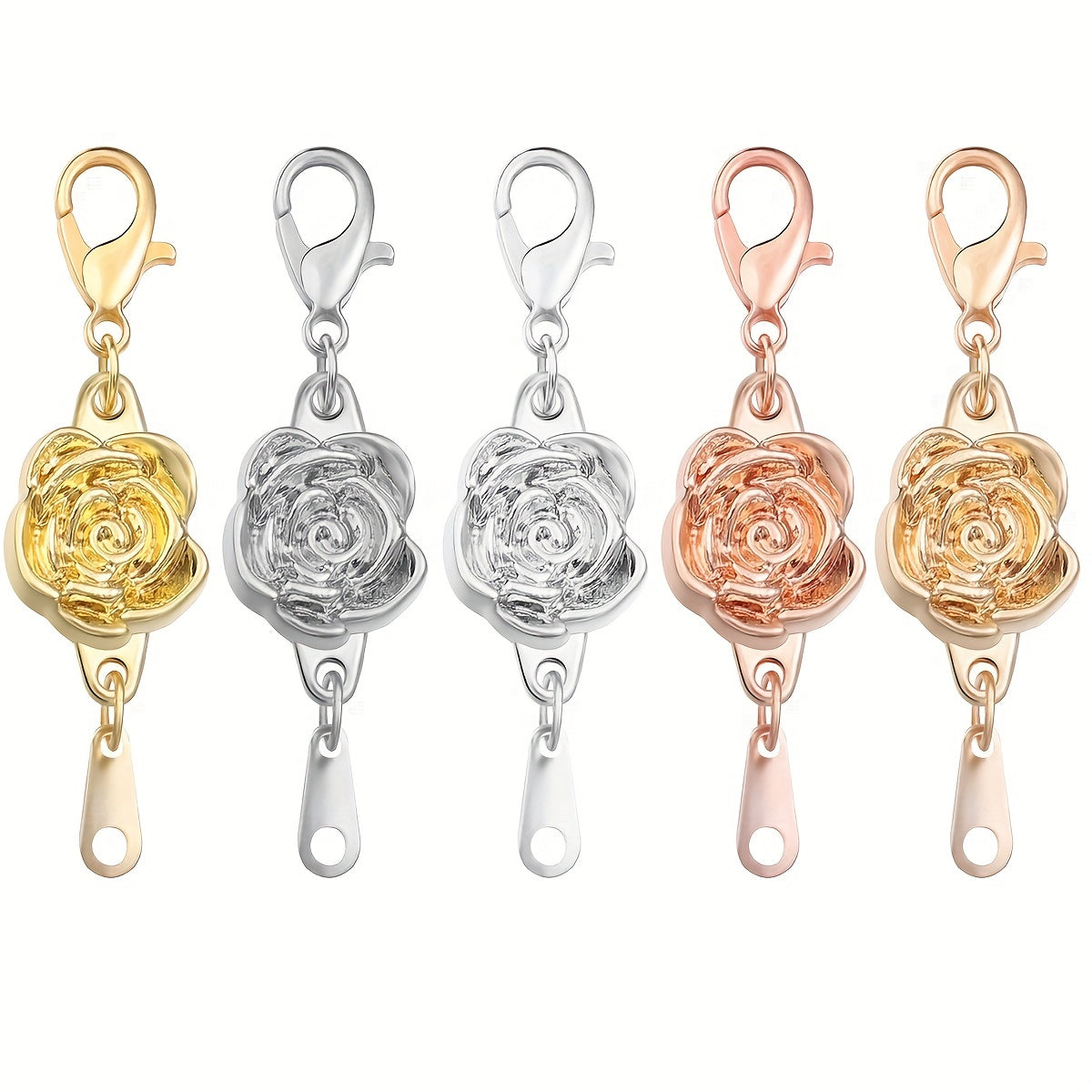 5 Pairs Magnetic Clasps for Jewelry Making, Rose Shape Closure