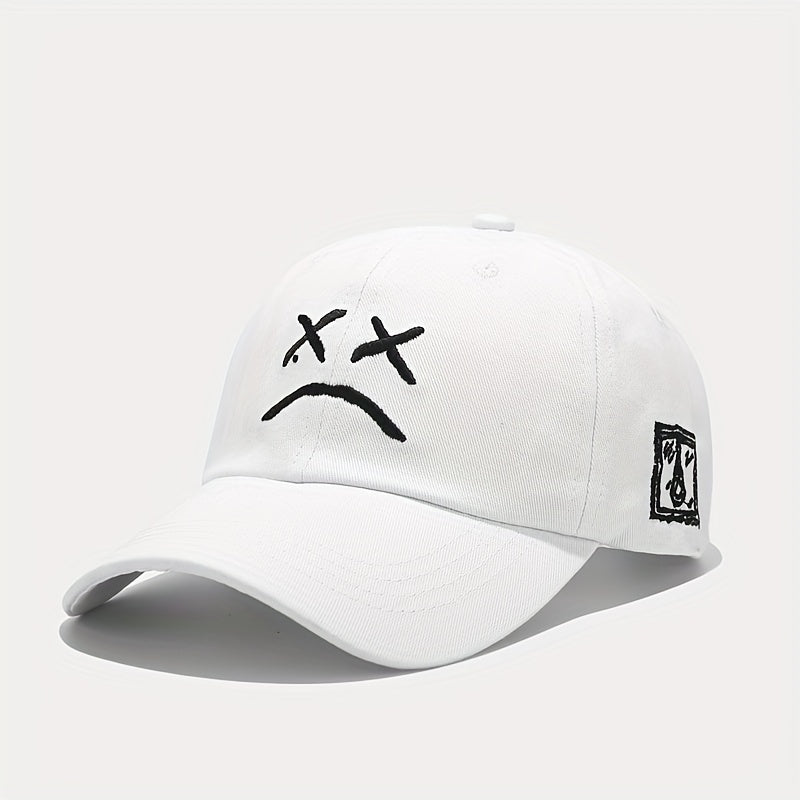Crying Face Embroidered Baseball Cap Outdoor Sunscreen Peaked Cap