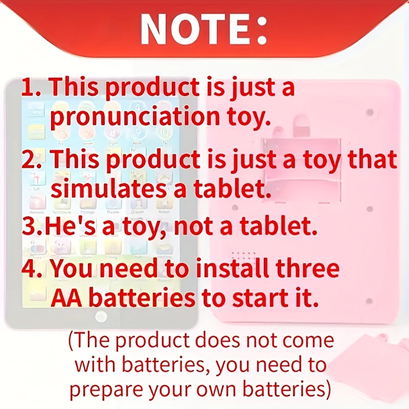 Kids Educational Tablet Touch & Voice Control English Vocabulary Nursery