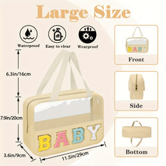 Chenille Letter Patch Clear Bag + Nylon Makeup Pouch