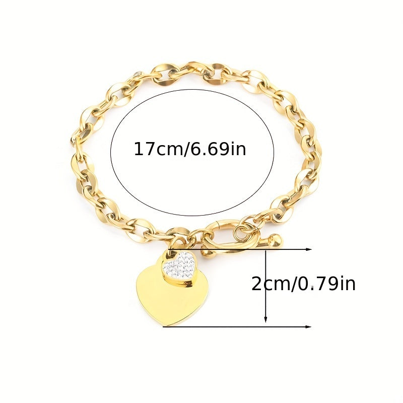 Heart OT Buckle Stainless Steel Chain Bracelet For Women Gift