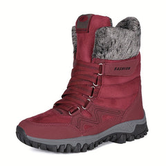 Women's Winter High Top Snow Boots Thickened Non slip Faux Leather Hiking Boots