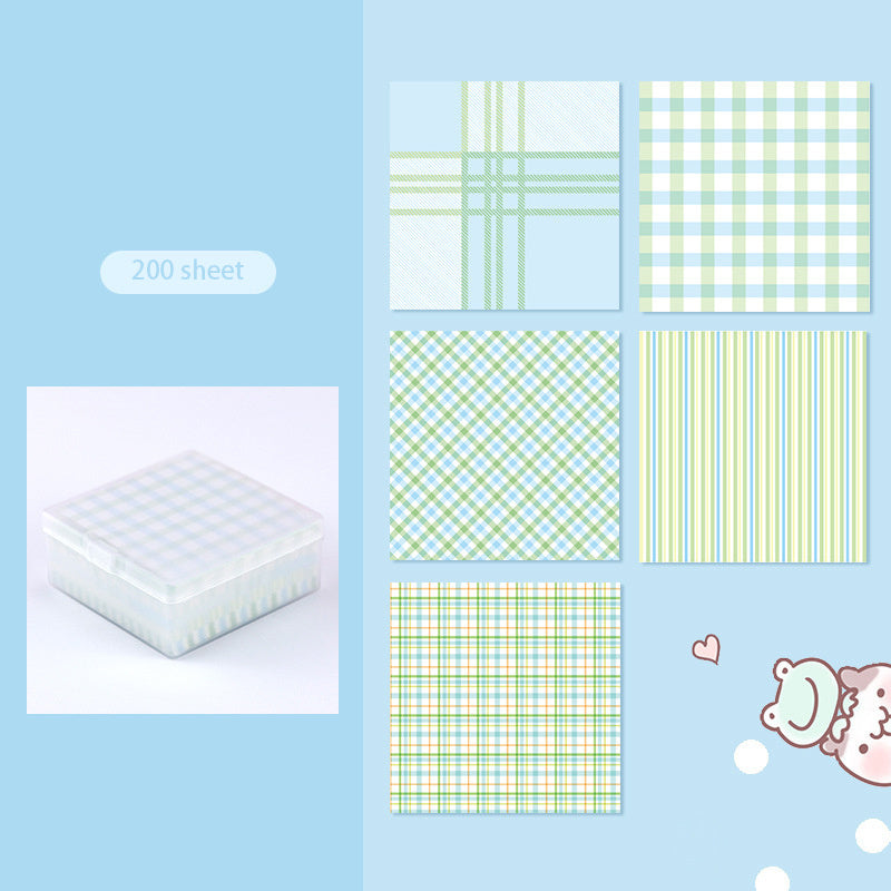 200pcs Plaid Sticky Notes Striped Book Style Non Sticky