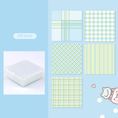 200pcs Plaid Sticky Notes Striped Book Style Non Sticky