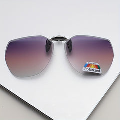 Polarized Gradient Clip On Sunglasses Rimless Flip Up Anti Glare Driving Glasses