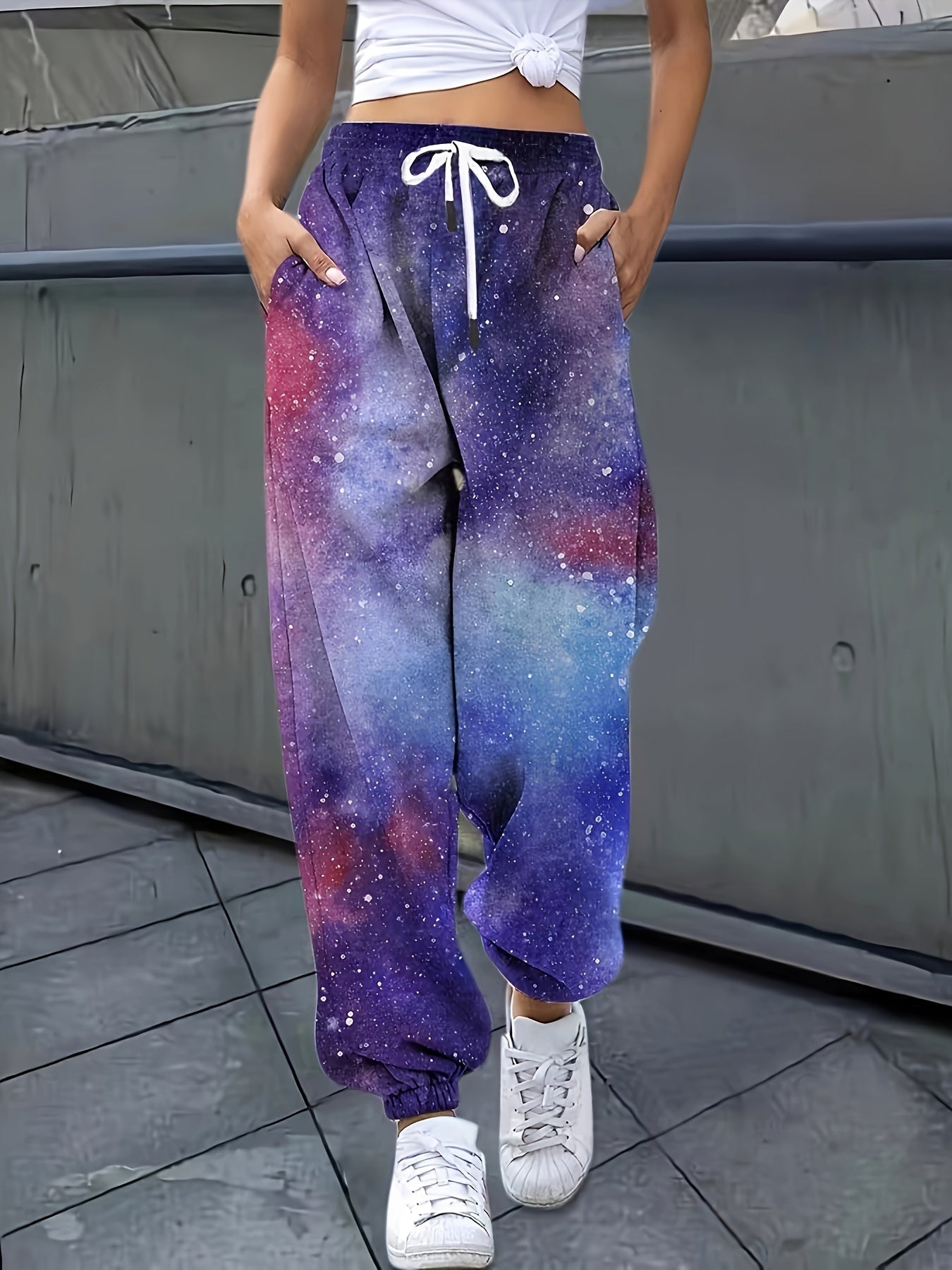 Women's Plus Painting Print Joggers with Pockets