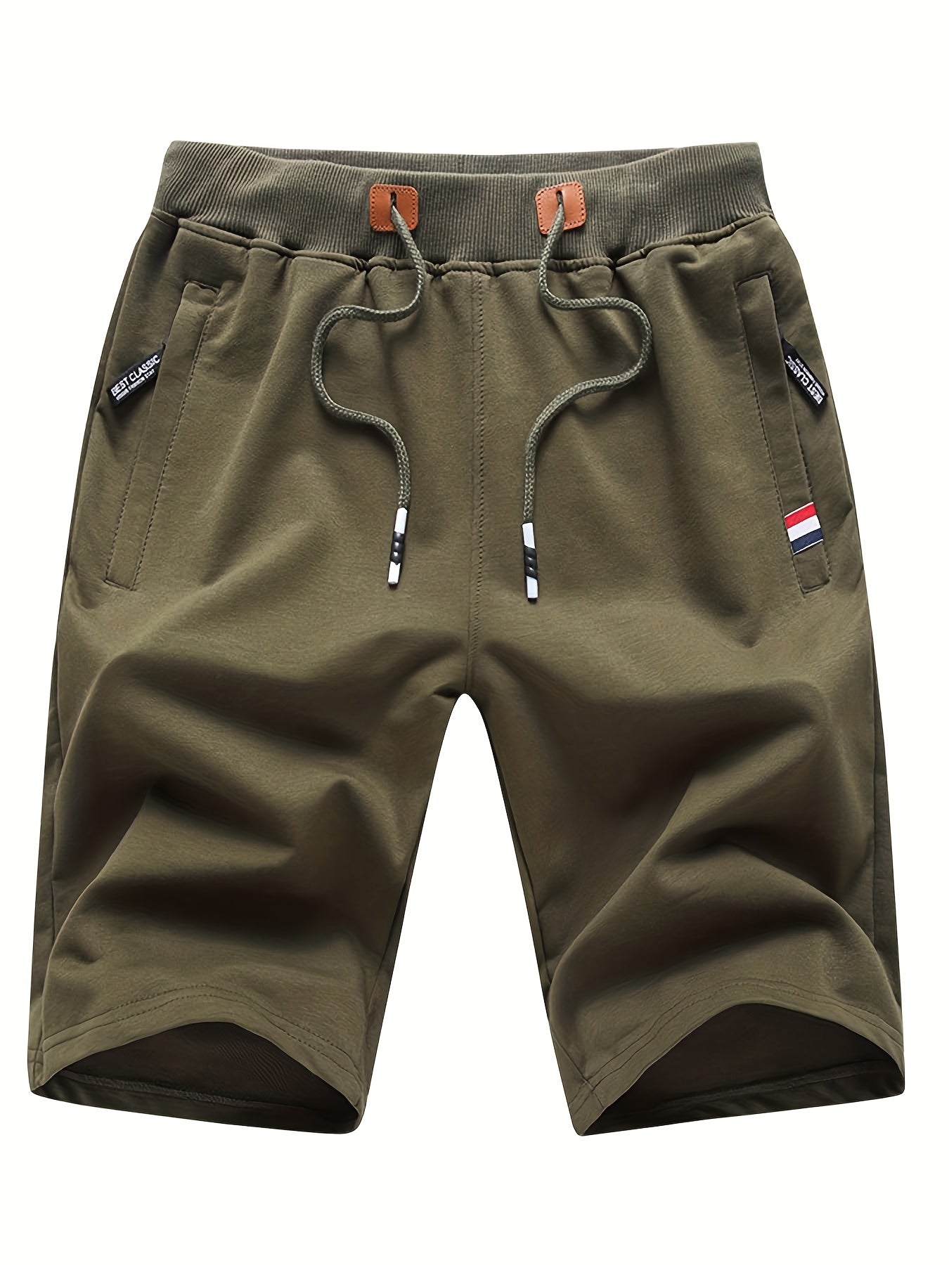 Men's Casual Solid Mid Stretch Elastic Waist Drawstring Shorts