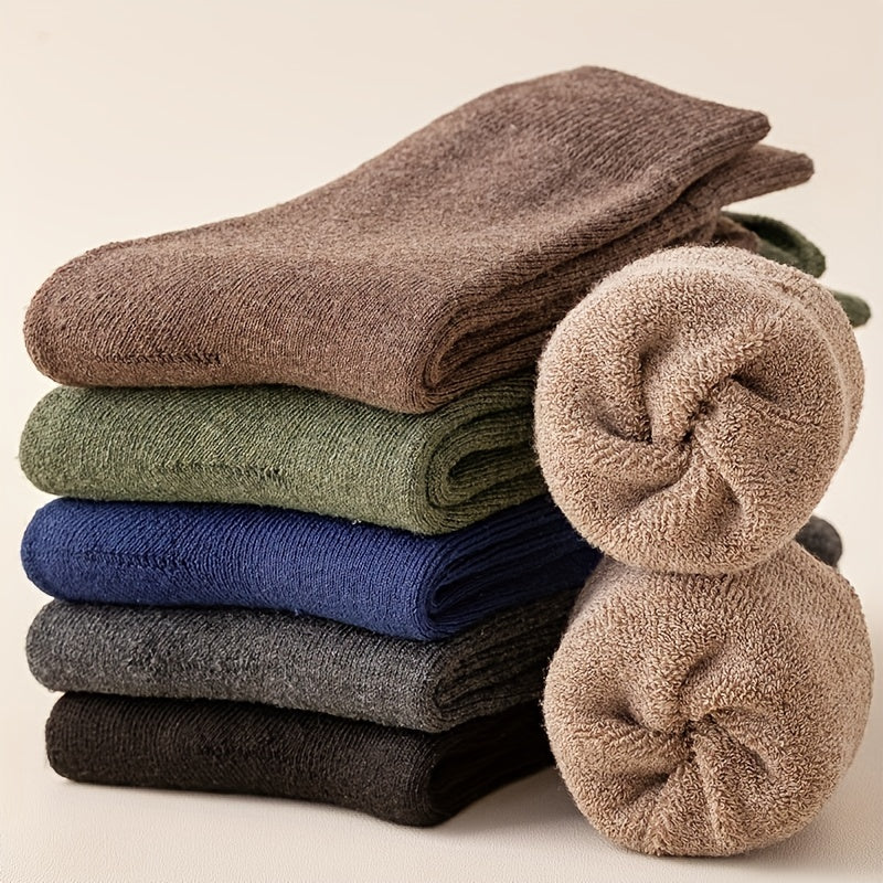 5 Pairs Women's Comfy Solid Mid Tube Socks Stockings Warm & Soft