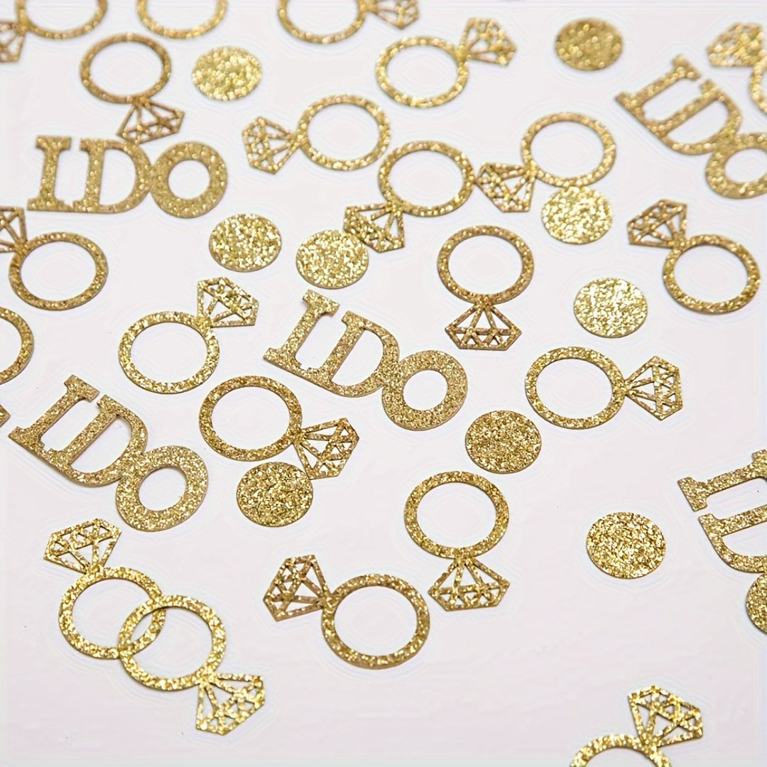 100pcs Mixed Golden Wedding Table Confetti Sparkly Paper Diamond Ring Confetti