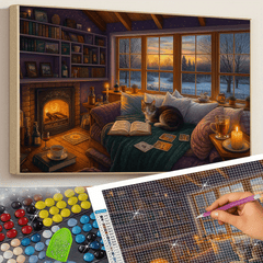 Winter Scene Diamond Painting Kit for Adults - Cozy & Relaxing Craft Supplies