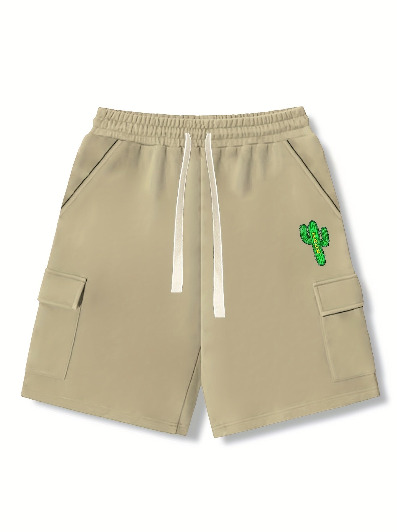 Men's Comfy Cactus Cargo Shorts Elastic Waist Drawstring