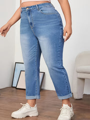 Women's Plus High Rise Straight Leg Jeans