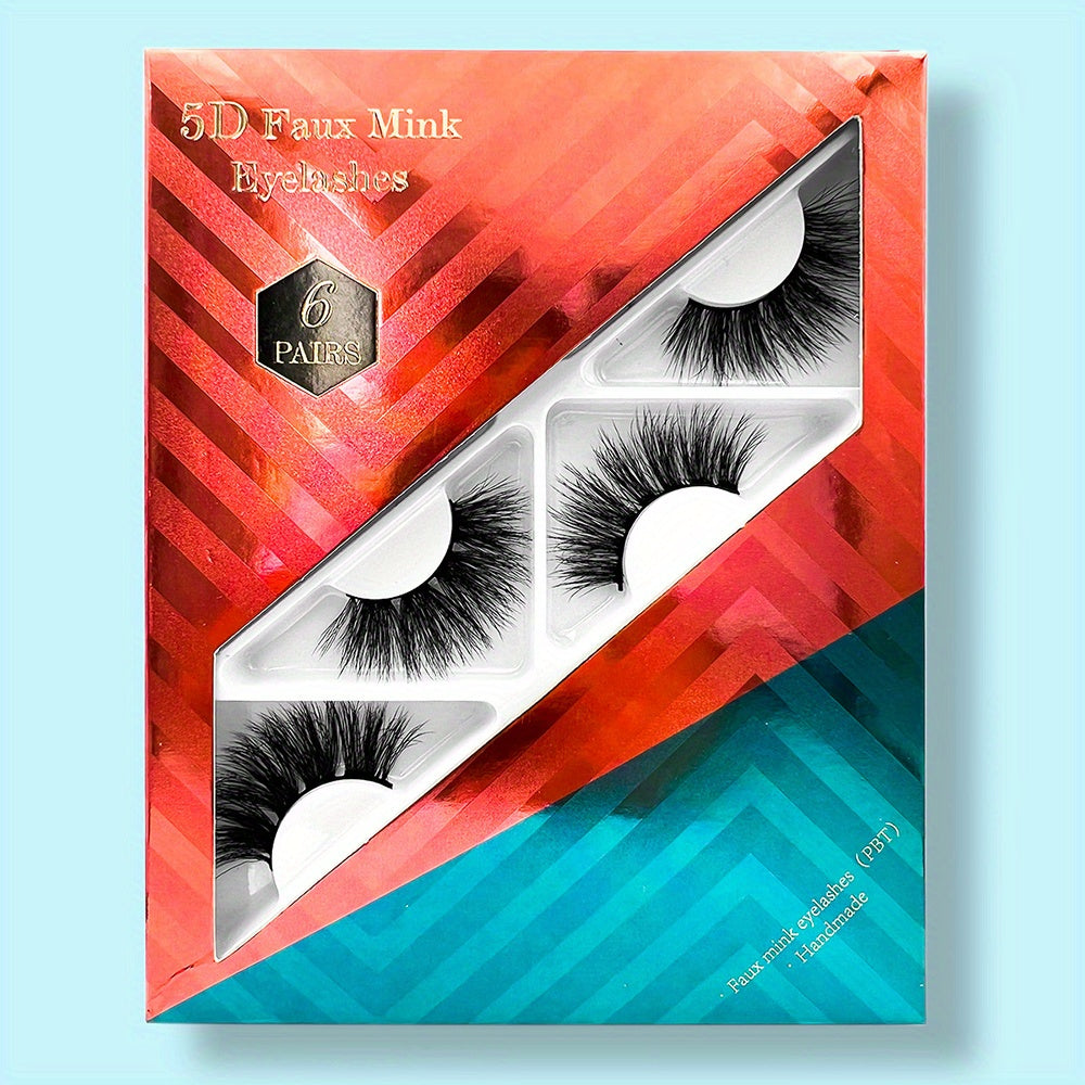 6 Pairs 3D Thick Faux Mink False Eyelashes - Long Wispy Lashes