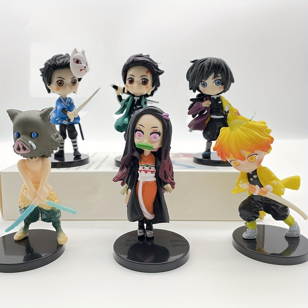 6 PCS Anime Movable Doll Set Action Figures Home Office Decor Gift Car Decoratio