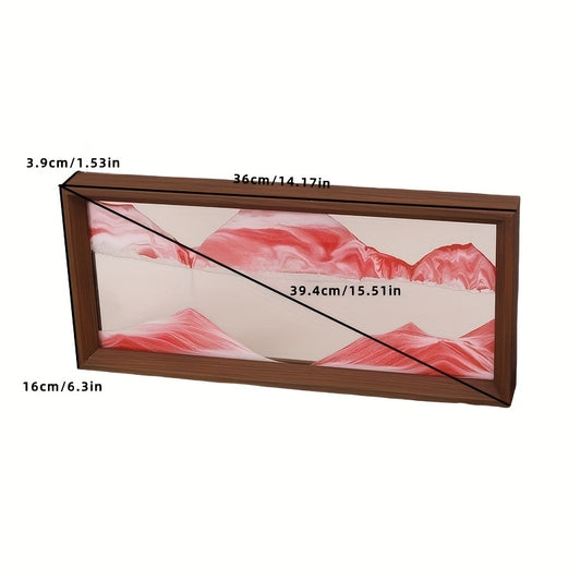 15-Inch Pink 3D Sand Art Hourglass with High Glass Art and Wooden Frame